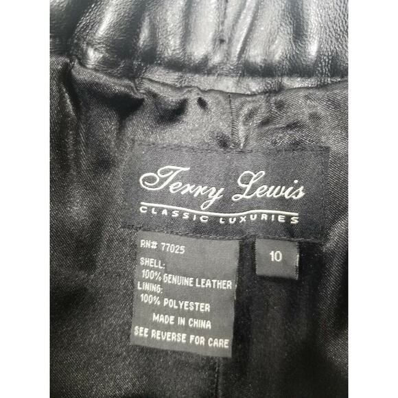 TERRY LEWIS Leather Pants Womens 10 Straight High Rise VTG 90's Grunge Bikerchic - Picture 4 of 8